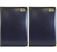 G4GADGET G4 2024 Blue A4 Week to View Diary Hardback Cover 80GSM Paper for Business Office & Home (Pack of 2)