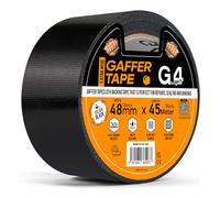 G4GADGET Gaffer Tape Black - 48mm x 45m (1 Roll) - Heavy Duty Duct Tape, Waterproof Adhesive Cloth Tape, Tear-Resistant and Multi-Purpose for Indoor Outdoor Use