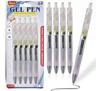 G4GADGET Gel Pens 0.7mm Black Ink - Pack of 5 - Smooth Writing Retractable Quick-Dry No Smear No Bleed Pens for Office, School, Journaling & Everyday Use