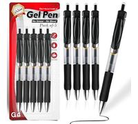 G4GADGET Gel Pens Black Ink Retractable - Pack of 5 - 0.7mm Smooth Writing No Smear No Bleed Rollerball Pens for Office, School & Journaling