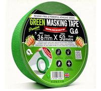 G4GADGET Green Masking Tape for Painting - 36mm x 50m Wide Painters & Decorators Tape, Low Tack Crepe Paper, Clean Removal, Residue-Free for Walls, Trim & DIY