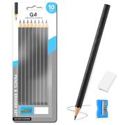 G4GADGET HB School Pencils Set of 8 with Eraser & Sharpener | Drawing Pencils for Kids | Pencil and Rubber Set for School, Sketching, Writing & Homework