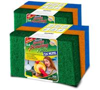 G4GADGET Heavy Duty Scouring Pads 6 Pack - Extra Absorbent Non-Scratch Scrub Pads for Washing Up, Kitchen Cleaning & Car Care - Durable Scourer Sponges Cuts Through Grease & Baked-On Grime