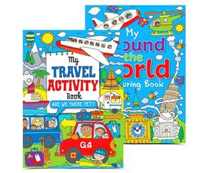 G4Gadget Kids Activity Books Pack of 2 for Ages 3-8 | My Travel Activity Book & My Around The World Activity Book | Educational Travel Games, Puzzles & Learning Fun for Kids