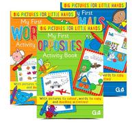 G4Gadget Kids Activity Books Pack of 3 for Ages 3-8 | My First Words, My First Animals & My First Opposites | Puzzle, Learning & Travel Activity Books for Kids | Plane Activities & Educational Fun