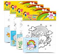 G4GADGET Kids Jigsaw Puzzles for 3+ Year Olds - Pack of 4 Colour Your Own Toddler Puzzles with 24 Pieces Each | Kids Puzzles & Jigsaws for Boys & Girls | Dinosaur, Unicorn, Dolphin & Airplane Themes