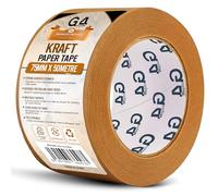 G4GADGET Kraft Paper Packing Tape 75mm x 50m | Extra Wide Brown Paper Parcel Tape | Eco-Friendly Recyclable Packaging Tape | Heavy-Duty Adhesive Paper Tape for Boxes, Moving & Shipping