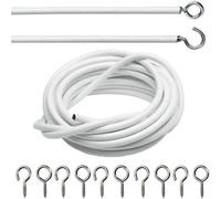 G4GADGET Net Curtain Wire 4M with 8 Hooks & 8 Eyes - Strong & Flexible Curtain Wire Kit for Net Curtains, Windows & Home Décor