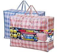 G4GADGET 2 Pack Laundry Shopping Bags with Zips - Reusable Storage Bags for Moving, Clothes, and Bedding - Durable Large Bags with Handles for Laundry, Travel, and More (2, 60cm x 60cm x 15cm)