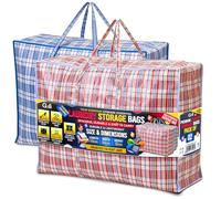 G4GADGET 2 Pack Laundry Shopping Bags with Zips - Reusable Storage Bags for Moving, Clothes, and Bedding - Durable Large Bags with Handles for Laundry, Travel, and More (2, 50cm x 50cm x 12cm)