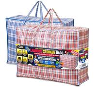 G4GADGET 2 Pack Laundry Shopping Bags with Zips - Reusable Storage Bags for Moving, Clothes, and Bedding - Durable Large Bags with Handles for Laundry, Travel, and More (2, 75cm x 70cm x 18cm)