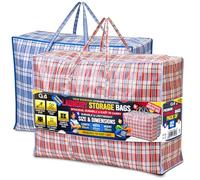 G4GADGET 2 Pack Laundry Shopping Bags with Zips - Reusable Storage Bags for Moving, Clothes, and Bedding - Durable Large Bags with Handles for Laundry, Travel, and More (2, 80cm x 60cm x 30cm)