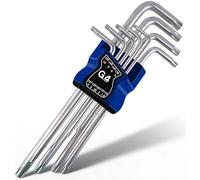 G4GADGET Long Reach Torx Allen Key Set 9PC T10-T50 (1.5-10mm), Extra Long Security Star Hex Key Wrench Set, 40CR Chrome Plated Steel Torx Keys with Holder for Bike Repair, Furniture Assembly, Automoti