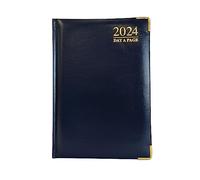 G4GADGET Luxury 2024 A5 Blue Day A Page Diary Padded Front & Hardback Cover Gilt Edges
