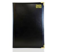 G4GADGET Luxury 2025 A4 Black Day A Page Diary Padded Front & Hardback Cover Gilt Edges