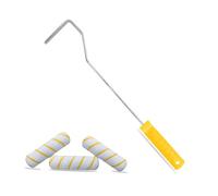 G4GADGET One Long Handled Paint Roller with 3Pcs Set High Reach Ceiling Decorating DIY Roll Pole G4 Brushes, Silver