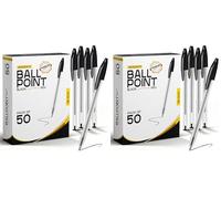 G4GADGET Pack of 100 Black Pens - Smooth Writing Ballpoint Pens with Medium Tip - Long-Lasting Black Ink for Home, Office, and School - Ergonomic Design for Comfortable Use