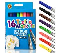 G4GADGET Pack Of 16 Quality Colored Fabric Markers T Shirt Pens Fabric Pens Marker Pen Textile Markers 4.8mm bullet tips (16)