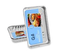 G4GADGET Pack of 2 Large Aluminium Foil Trays 32x20x3.2cm - Ideal for BBQ, Cooking, Baking, Roasting, & Food Storage, Silver