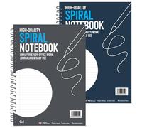 G4GADGET Pack of 2 Spiral Notebooks 20 x 28cm, 36 Sheets Wirebound Notebooks, Ruled Notebook Multipack for School, Office, Study, Writing, Notes, Journaling & Daily Planning