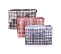 G4GADGET Pack of 3 Large Laundry Bags - Heavy Duty, Reusable Storage Bags with Zips & Handles for Moving, Clothing & Household Items (45 x 40cm)