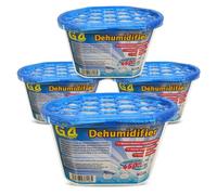 G4GADGET Pack of 4 Dehumidifiers 450ml - Moisture Absorbers for Home, Kitchen, Bathroom, Bedroom, Caravan, Office, and Wardrobe - Damp, Mould & Condensation Remover, Blue & White