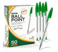 G4GADGET Pack of 50 Green Ballpoint Pens - Smooth Writing Medium Tip Biro Pens - Green Ink Pens Multipack for School Supplies, Office Supplies, Stationery Set & University Essentials