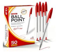 G4GADGET Pack of 50 Red Ballpoint Pens - Smooth Writing Medium Tip Biro Pens - Red Ink Pens Multipack for School Supplies, Office Supplies, Teacher Marking & Stationery Set