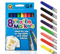 G4GADGET Pack of 8 Quality Colored Fabric Markers T Shirt Pens Fabric Pens Marker Pen Textile Markers 4.8mm Bullet Tips