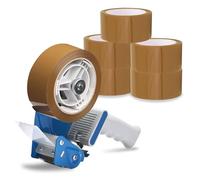 G4GADGET Packaging Tape Gun Dispenser - Pack of 6 BrownTape Rolls - 48MM x 66M - Heavy Duty Packing Tape with Dispenser - Tape Gun for Parcel Boxes