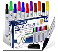 G4GADGET Whiteboard Markers Fine Tip 12 Pack - Dry Erase Pens Assorted Colours - Thin Dry Wipe Markers for Whiteboard, Classroom, Office & Home Use
