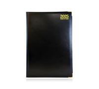 G4GADGET Premium 2025 Diary Week on Two Pages View FSC-Certified 80GSM Paper Gilt Edges A4 Black 30cmx21cm