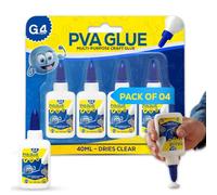 G4GADGET PVA Glue 4 Pack 40ml Each Bottle (Total 160ml) - Multi Purpose White Craft Glue for Kids, Home, Office, School - Dries Clear, with Precision Nozzle