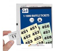 G4GADGET Raffle Ticket Book 1-1000 with Security Numbering - Numbered Raffle Tickets with Stub, Easy Tear Perforation - Cloakroom, Tombola & Prize Draw Tickets - Fundraising & Charity Events