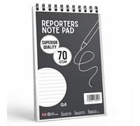 G4GADGET Reporter Notebook 22 x 13cm | Spiral Wirebound Notepad | 144 Pages (72 Sheets) 70GSM Ruled White Paper | Shorthand Writing Pad for Office, School, Meetings, Journal & Daily Notes