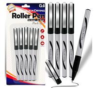 G4GADGET Roller Pens Black Ink - Pack of 5 - Smooth Writing Quick-Dry No Smear No Bleed Gel Rollerball Pens for Office, School, Exams, Journaling & Daily Use