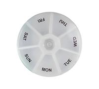 G4GADGET Round Pill Box Organizer - Weekly 7 Day Travel Medicine Dispenser, Compact Tablet Storage Case for Vitamins & Supplements - Easy to Open - Portable Design