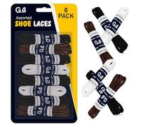 G4GADGET Shoe Laces 8 Pairs | Black, Brown, White Trainer Laces | Assorted Sizes for Sneakers, Boots, Walking Shoes, Work Boots, Converse | 60cm 75cm 90cm 110cm 150cm