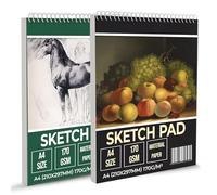 G4GADGET Sketchbook - 2 Pack Wiro Bound Drawing Pad | 170 GSM Thick Art Paper for Sketching, Painting & Drawing | Sketch Book for Artists, Students & Kids (A4)