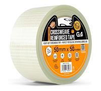 G4GADGET Strong Crossweave Reinforced Tape - 1 Roll, 50mm x 50m, Transparent Bi-Directional Filament Strapping Tape, Fiberglass Heavy Duty Tape for Cricket Bat, Packing & Sealing