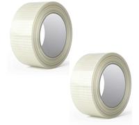 G4GADGET Strong Crossweave Reinforced Tape - 3 Rolls, 50mm x 35m Each, Transparent Bi-Directional Fiberglass Filament Tape, Heavy Duty Packing & Cricket Bat Tape for Sealing, Shipping & Storage