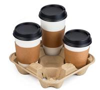 G4GADGET Sustainable 4 Cup Tray Holders - Pack of 90 Disposable Cup Holders for Hot and Cold Drinks