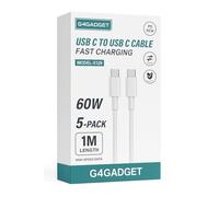 G4GADGET USB C to USB C Cable [5-Pack, 1M Each, 60W PD] Type-C Fast Charging Cable for iPhone 15/16, MacBook, iPad Pro, Galaxy S24/S23, Pixel - High Speed Data Transfer Cord