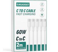 G4GADGET USB C to USB C Cable [5-Pack, 2M Each, 60W] Fast Charging Type-C Charger Cable for Phone, Tablet, Laptop - Long Durable High Speed Data Transfer Cord