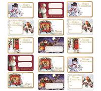 G4Gadget's 80 Adorable Christmas Labels - 2.3x1.33 Inches, Gold-Foil Xmas Stickers, Adhesive Tags, Cute Stickers
