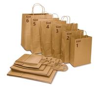 G4Goods® 100 Pcs Medium Brown Paper Bags with Twisted Handles Size-2 (22 x 31 + 10 cm) / 8.5' x 12.5' + 4" Paper Carrier Bags For Corporate Events Trade Shows & Professional Conferences