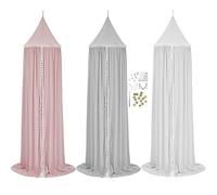 G4RCE® Round Ball Princess Bed Canopy Bedcover Mosquito Net Curtain Bedding Dome Tent for Baby Kids Indoor Outdoor Playing Reading (Grey with Gold Star's)
