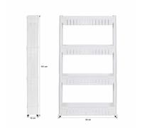 G4RCE Slim Slide Out Kitchen Trolley Rack Holder Storage Shelf Organiser Moving Wall Cabinets Tower Holder Rack on Wheels 3 Tier & 4 Tier