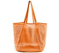 G4ZS5Z0G1 Beach Bags for Women, Foldable Mesh Tote Bag with Mini Pocke, Womens Shoulder Handbag for Travel Beach Essentials Swimming Pool(07 Orange Red)