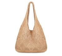 G4ZS5Z0G1 Beach Tote bag Crochet Summer Beach Bag for Women Aesthetic Mesh Tote Bag Hippie Bag Knit Bag(A-khaki)